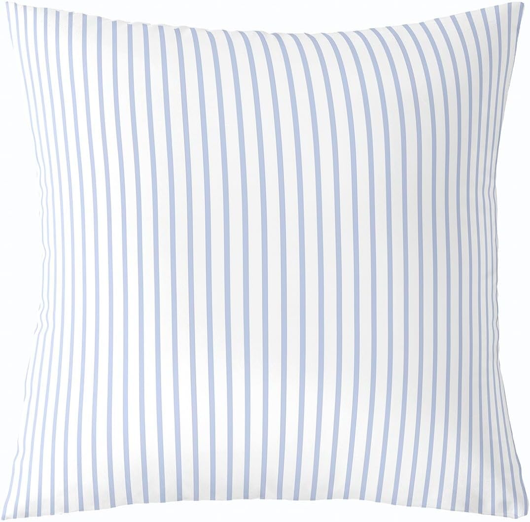Homewish Blau und Weiß Gestreift Kissenbezug 55x55 Kinder Moderne Gestreifte Kissenhüllen Geometrische Weiße und Blaue Pinstripe Kissenbezug Minimalisten... Farbe:Weiß Blau