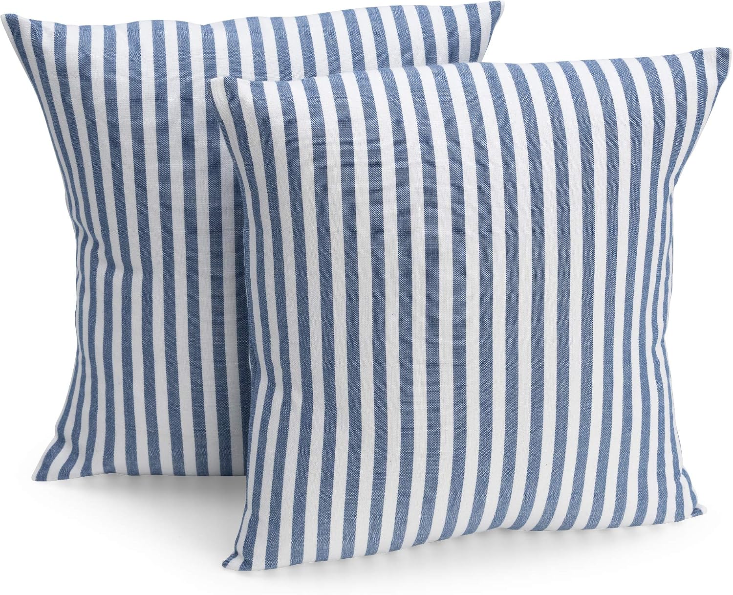 FILU Kissenbezug 50 x 50 cm 2er Pack (Farbe wählbar) Dunkelblau/Weiß gestreift - Kissenhülle, Kissen, Sofakissen, Dekokissen, Sitzkissen, 100% Baumwolle,...