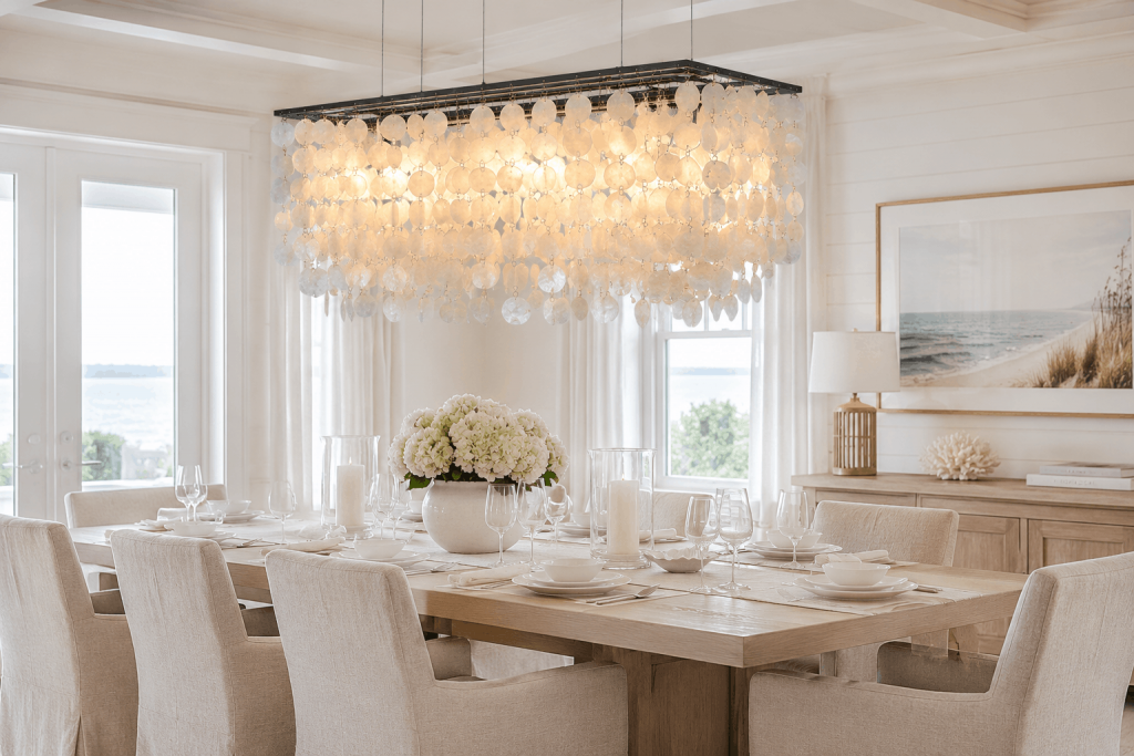 Lampe aus Capiz Muscheln