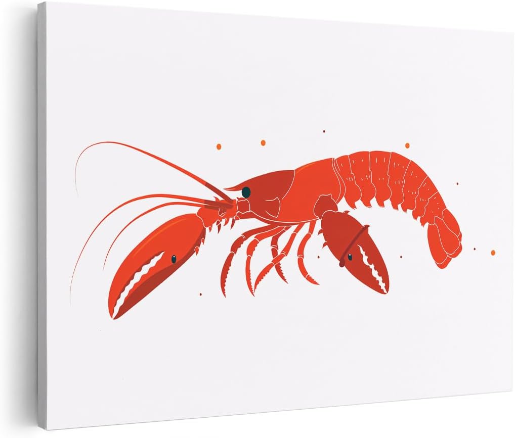 Artaza Leinwand Bilder Hummer - 60x40 cm - Wanddeko Küche - Meer Deko Maritim - Wandbilder Bad