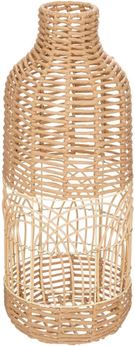 Atmosphera – Große, schwere Vase aus geflochtenem Rattan – D 22 x H 55 cm, durchbrochenes Design – Für Trockenblumen, Boho-Dekoration, Wohnzimmer, Flur