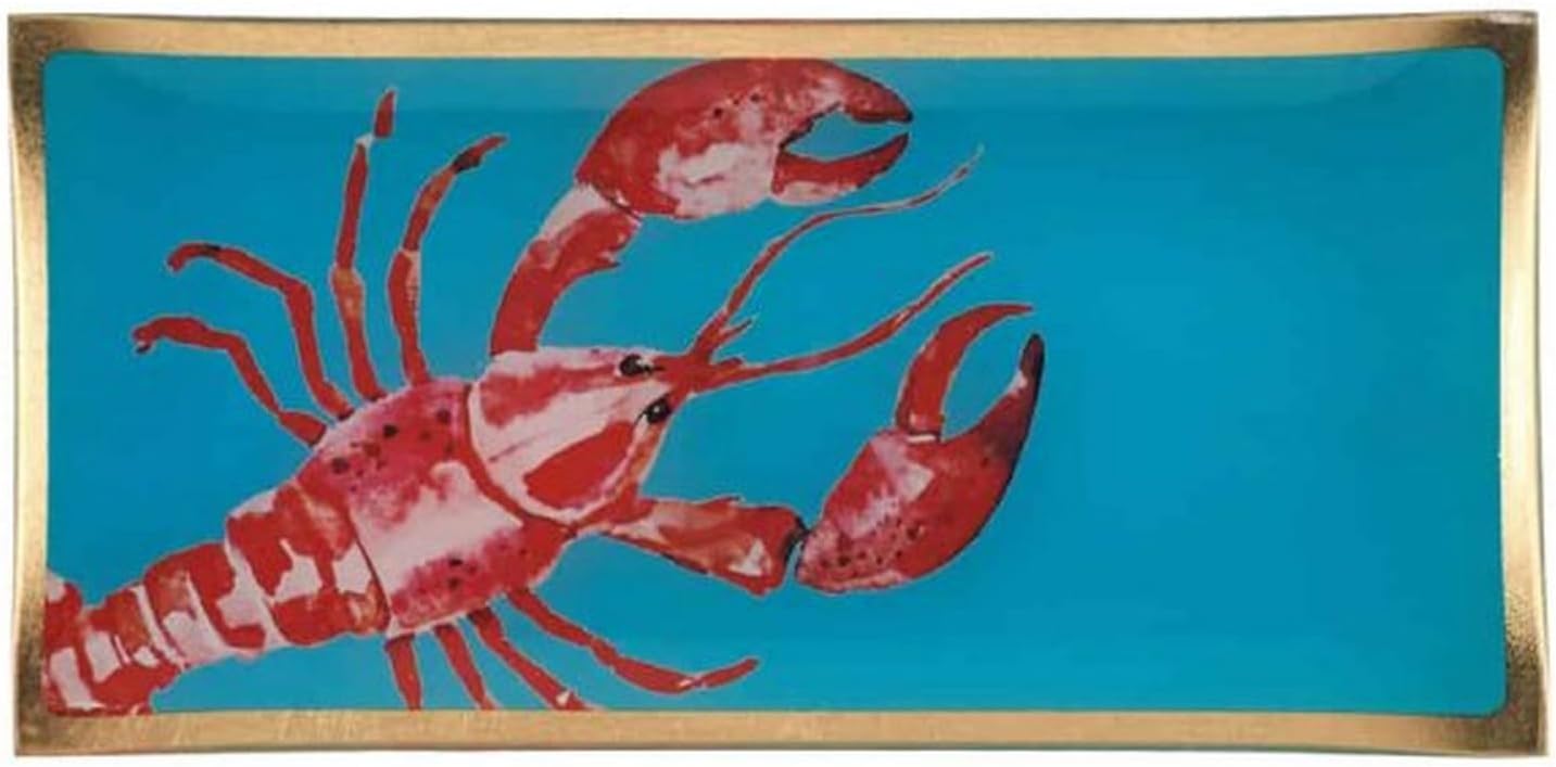 Love Plates, Glasteller, L, Cote D'Azur, Hummer, türkis/rot, 10x0,8x21cm