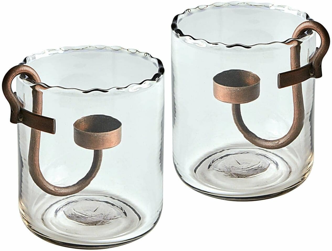 Loberon Windlicht 2er Set Lynn, klar/antikschwarz Mundgeblasen - Kerzenhalterung Herausnehmbar - Individuell Dekorierbar - für Stumpenkerzen & Teelichter - Wohn-Accessoire