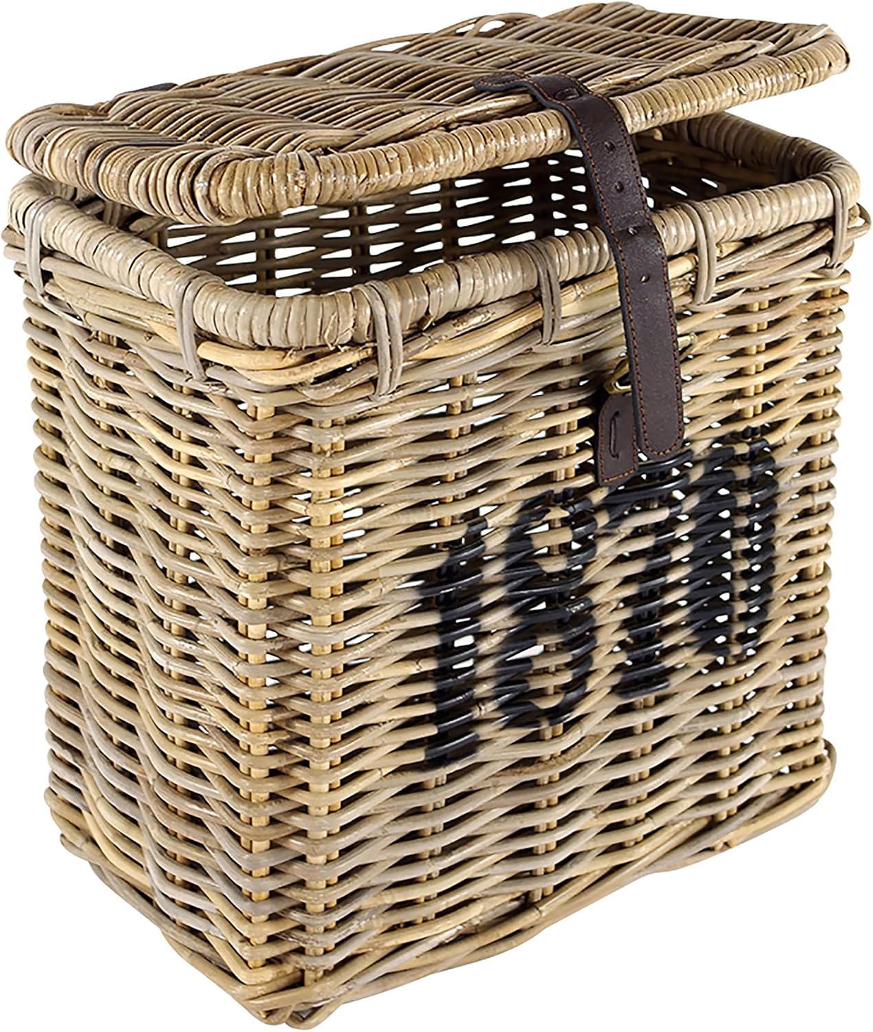 Kobolo Aufbewahrungskorb aus Rattan mit Deckel 39x27x40 cm Grau