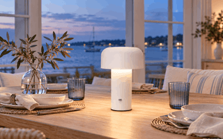 - Akku Tischleuchte Dimmbar inkl. USB-C-Kabel - 3 Lichtfarben, Helligkeit Stufenlos - für Esstisch, Sideboard, Nachttisch, Regal, Wohnzimmer (weiß)