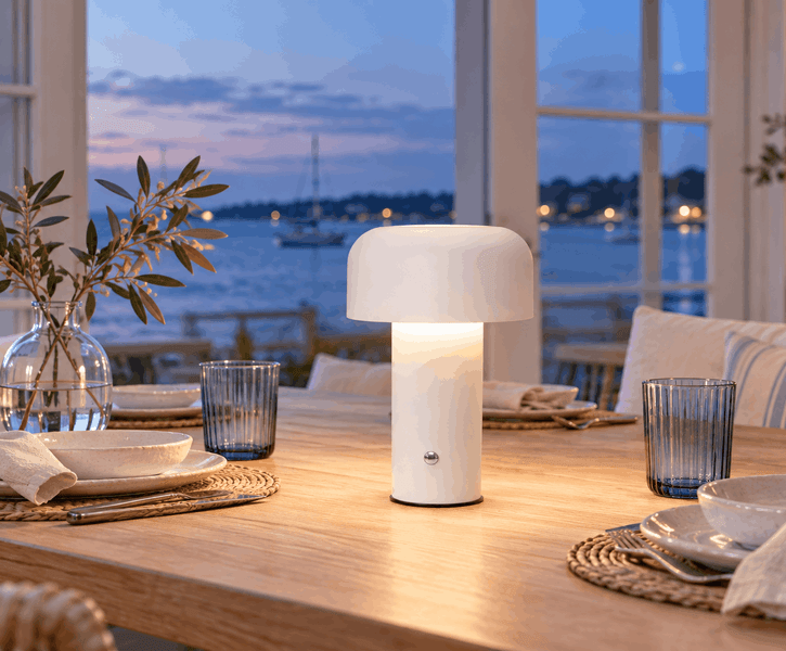 - Akku Tischleuchte Dimmbar inkl. USB-C-Kabel - 3 Lichtfarben, Helligkeit Stufenlos - für Esstisch, Sideboard, Nachttisch, Regal, Wohnzimmer (weiß)