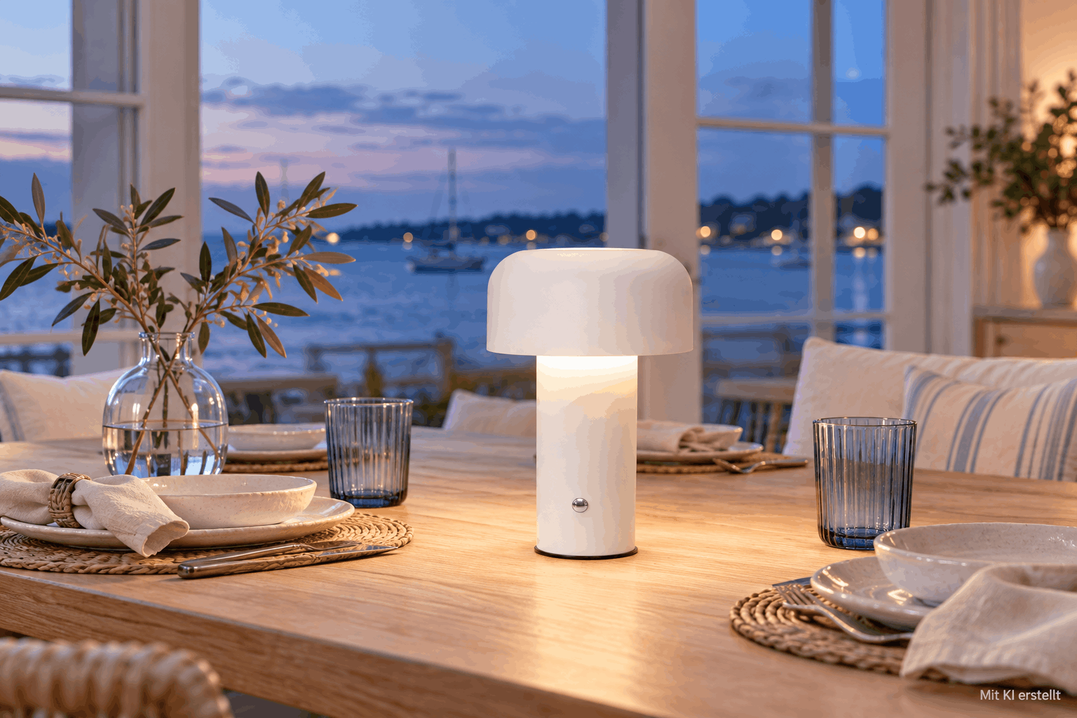 - Akku Tischleuchte Dimmbar inkl. USB-C-Kabel - 3 Lichtfarben, Helligkeit Stufenlos - für Esstisch, Sideboard, Nachttisch, Regal, Wohnzimmer (weiß)